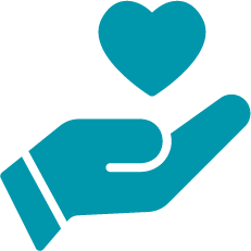 手とハートアイコン